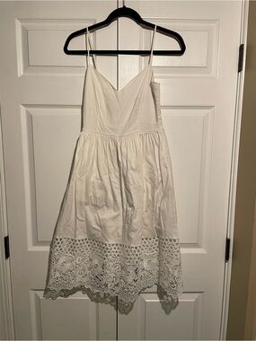 French Connection White Lace-Hem Spaghetti Strap Midi Dress